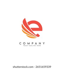 Abstract Wings Style Letter E Logo Template.