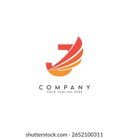 Abstract Wings Style Letter J Logo Template.
