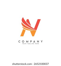 Abstract Wings Style Letter N Logo Template.
