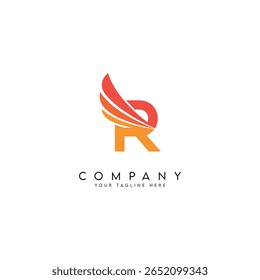 Abstract Wings Style Letter R Logo Template.