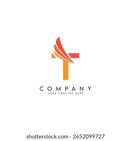 Abstract Wings Style Letter T Logo Template.