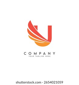 Abstract Wings Style Letter U Logo Template.