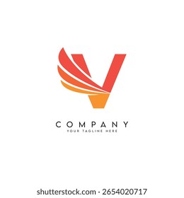 Abstract Wings Style Letter V Logo Template.