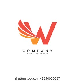 Abstract Wings Style Letter W Logo Template.