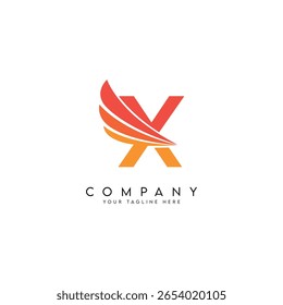 Abstract Wings Style Letter X Logo Template.