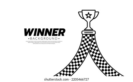 Abstract winner on white background. Checkered curve flag. Finish line banner vector. Success concept.