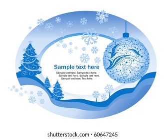 abstract winter background with ball and christmas tree