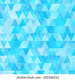 Abstract Winter Background with beautiful various snowflakes and stars. 