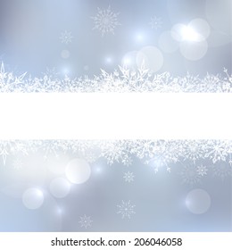 Abstract Winter Background with beautiful various snowflakes and stars