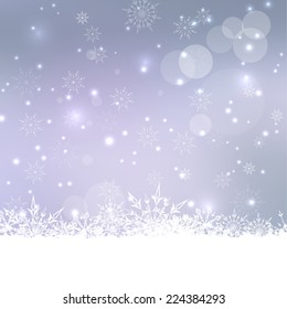 Abstract Winter Background with beautiful various snowflakes and stars