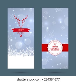 Abstract Winter Background with beautiful various snowflakes.  