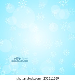 Abstract Winter Background with beautiful various snowflakes and stars