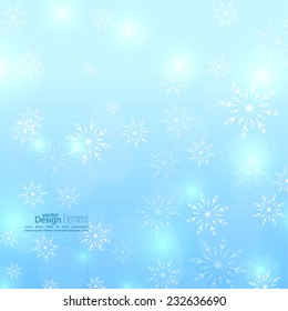 Abstract Winter Background with beautiful various snowflakes and stars