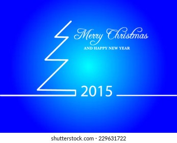 Abstract Winter Background. Christmas tree applique of folded a white ribbon. Happy New Year and Merry Christmas. 