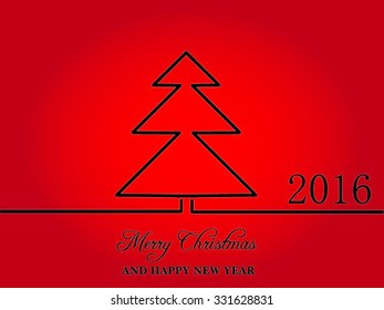Abstract Winter Background. Christmas tree applique of folded a white ribbon. Happy New Year and Merry Christmas.