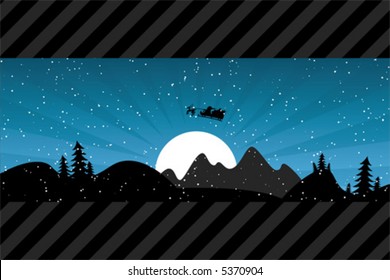 Abstract winter background with christmas tree and Santa