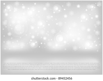 Abstract winter background consisting of snowflakes and lights