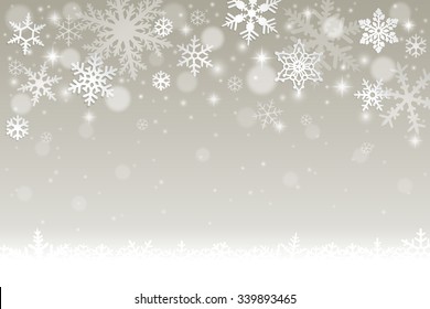 Abstract winter background with falling snowflakes and snow