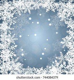 Abstract winter background with falling snowflakes