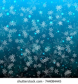 Abstract winter background with falling snowflakes
