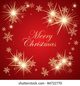 Abstract winter background with glowing stars and snow