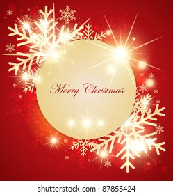 Abstract winter background with glowing stars and snow