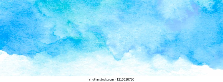 Abstract winter background, hand painted blue watercolor texture, vector illustration