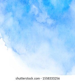 Abstract winter background, hand painted blue watercolor texture, vector illustration