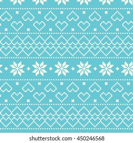 Abstract winter background with hearts and snowflakes