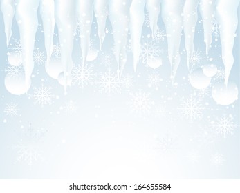 Abstract winter background with icicles and snowflakes