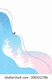 Abstract winter background with in a minimalist style. Vector illustration template for postcard, flyer or poster. Winter fairy tale. Christmas mood.