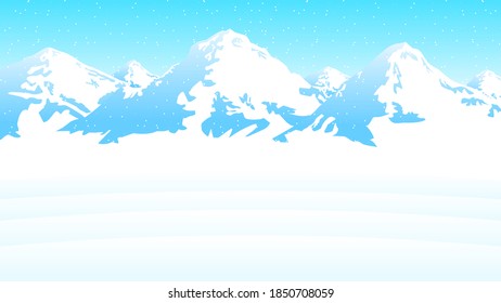 Abstract Winter Background With Mountains Snowflake Vetor Design Style Nature Landscape