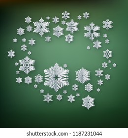 Abstract winter background with paper snowflakes on red background. EPS 10