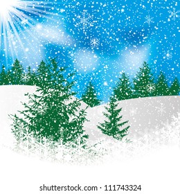 Abstract winter background with pine