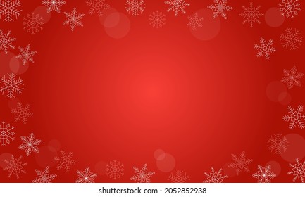 Abstract winter background. Red gradient background with snowflakes. Vector illustration