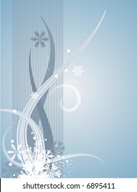 Abstract winter background series with snowflakes and waves, vector illustration.