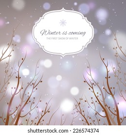 Abstract winter background. Snow-covered trees.