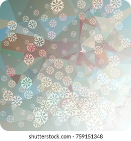 Abstract winter background with snowflakes. Beautiful layout for banners, postcards, covers and other artworks. Copy space. Vector clip art.