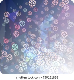 Abstract winter background with snowflakes. Beautiful layout for banners, postcards, covers and other artworks. Copy space. Vector clip art.