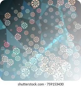 Abstract winter background with snowflakes. Beautiful layout for banners, postcards, covers and other artworks. Copy space. Vector clip art.