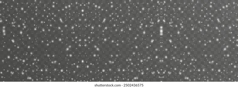 Abstract winter background from snowflakes blown by the wind on a white checkered background. White dust light png.
