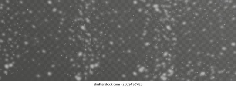 Abstract winter background from snowflakes blown by the wind on a white checkered background. White dust light png.