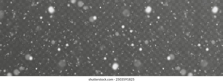 Abstract winter background from snowflakes blown by the wind on a white checkered background. White dust light png.