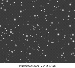 Abstract winter background from snowflakes blown by the wind on a white checkered background. White dust light Png, Christmas snow. Falling snowflakes on dark background. Snowfall. Vector illustration