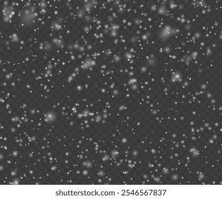 Abstract winter background from snowflakes blown by the wind on a white checkered background. White dust light Png, Christmas snow. Falling snowflakes on dark background. Snowfall. Vector illustration