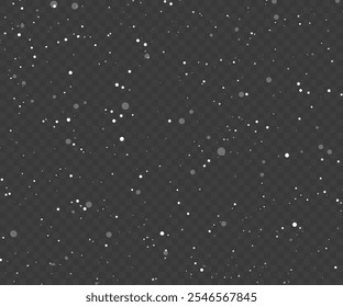 Abstract winter background from snowflakes blown by the wind on a white checkered background. White dust light Png, Christmas snow. Falling snowflakes on dark background. Snowfall. Vector illustration