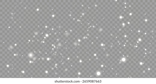 Abstract winter background of snowflakes blown by the wind on a white checkered background. White dust png.