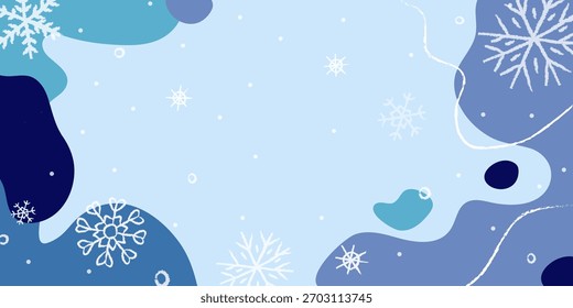 Abstract winter background with snowflakes and cool colors for seasonal decorations and designs