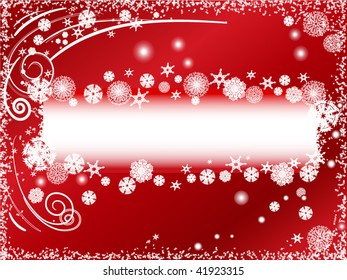 Abstract winter background with snowflakes and copy space into the red