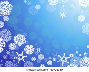 Abstract winter background with snowflakes into the blue